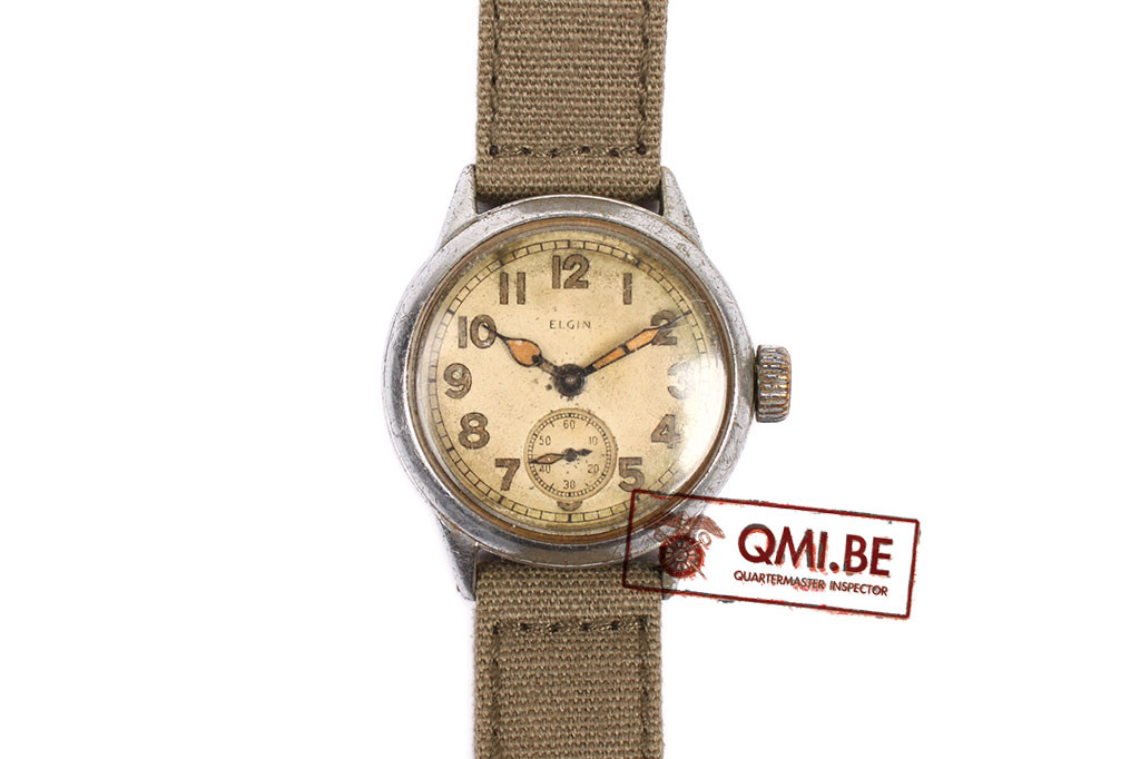 Original WW2 US Army Officers Watch by Elgin (OD strap)