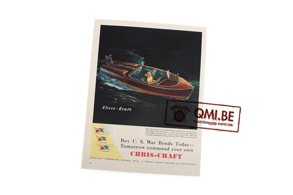 Orig. WW2 advertisement “Chris-Craft Motor boats, Buy U.S. War Bonds Today…”