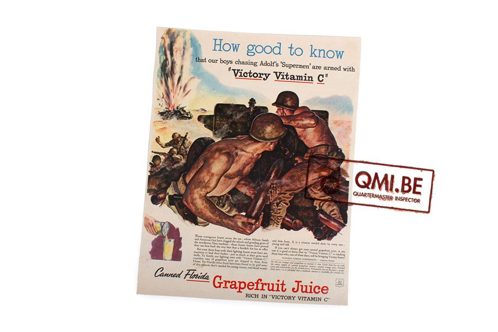 Orig. WW2 advertisement “Grapefruit Juice, Victory Vitamin C”