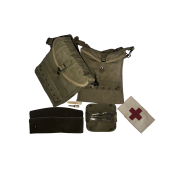 US WW2 Enlisted /NCO Medic Pouch Set with all contents, Medic armband and oversea cap