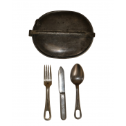 US WW1 MESS TIN, 1918, TUSA with a set of cutlery