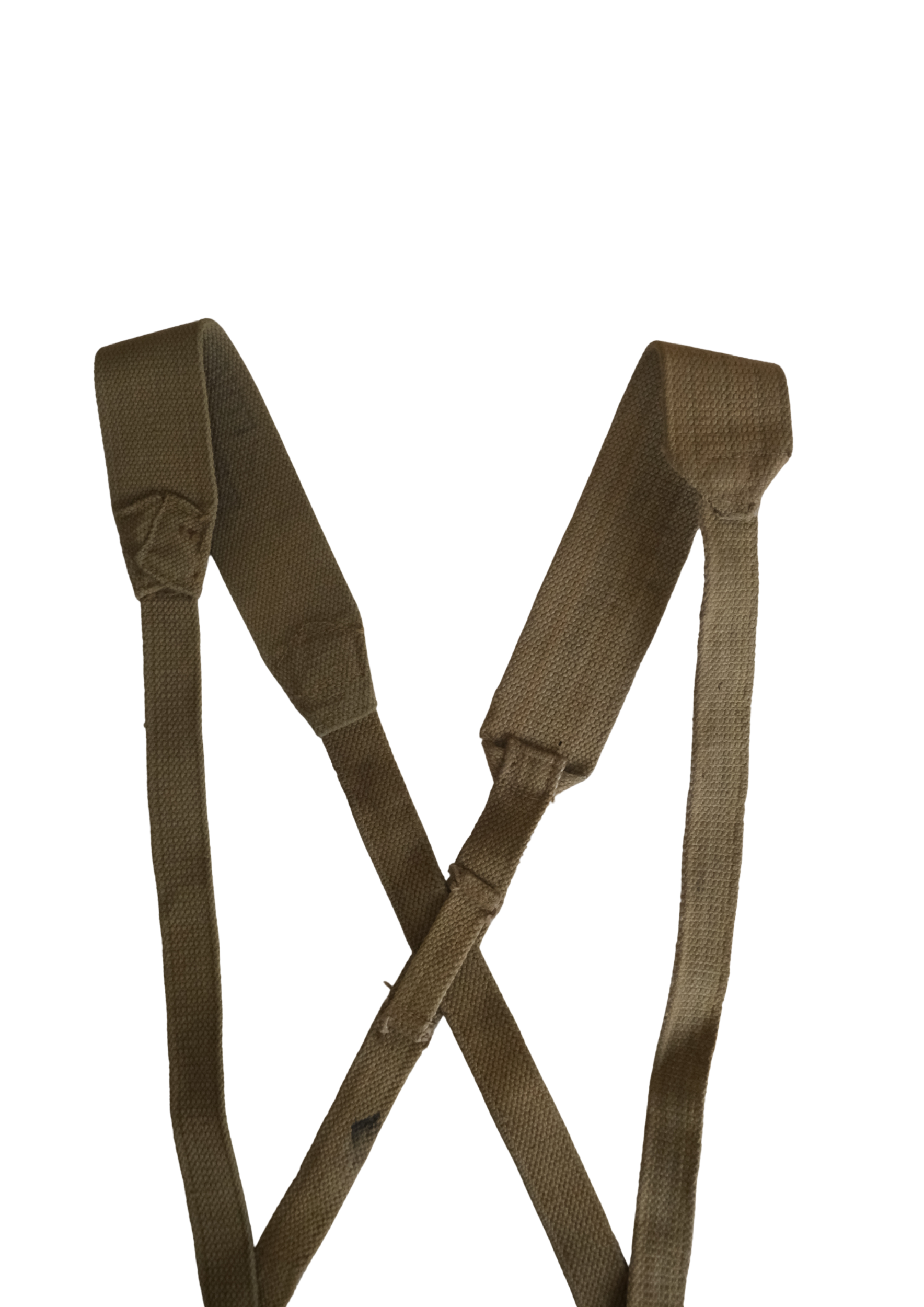 British orig WW2 P-37 Cross straps (pair), canvas webbing suspenders