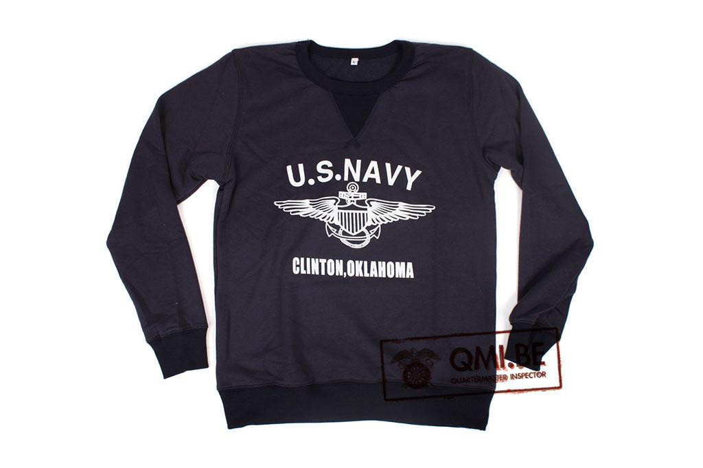 Sweater, Blue, “U.S. NAVY, Clinton, Oklahoma”