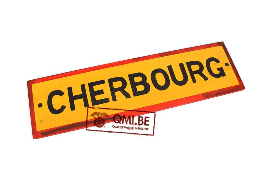 Wooden road sign, Cherbourg