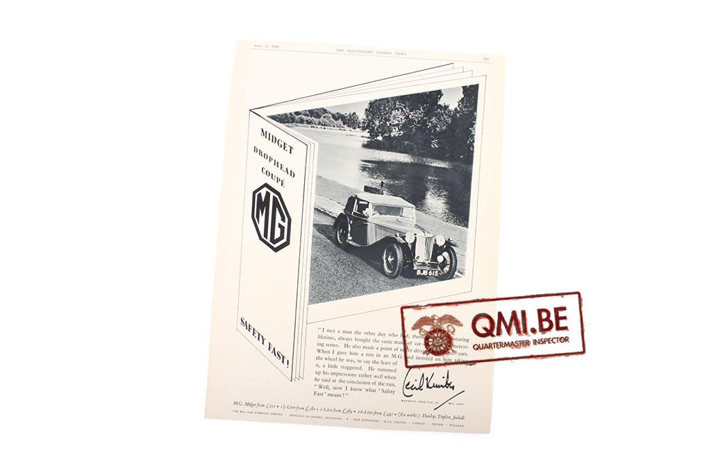 Orig. WW2 advertisement “MG, Midget Drophead Coupé”