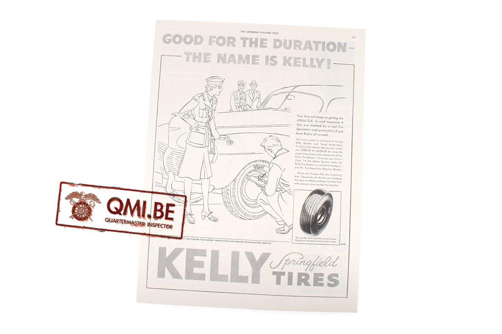 Orig. WW2 advertisement “Kelly Tires, Good for the Duration”