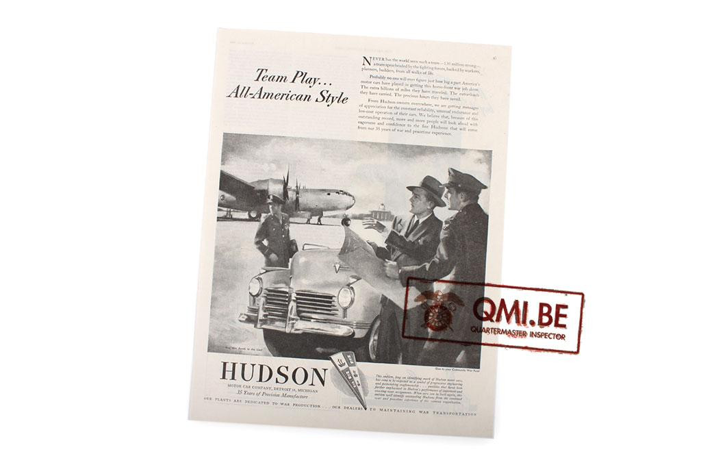 Orig. WW2 ad. “Hudson, Team Play… All-American Style”