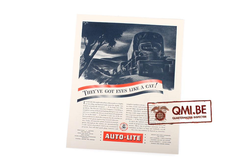 Orig. WW2 ad. “Auto-Lite, They’ve Got Eyes Like A Cat!”