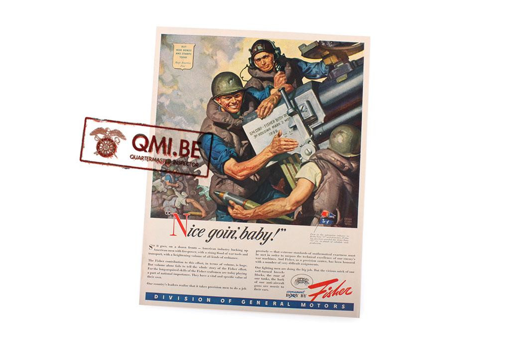 Orig. WW2 ad. “Fisher, Nice Goin’,Baby!”