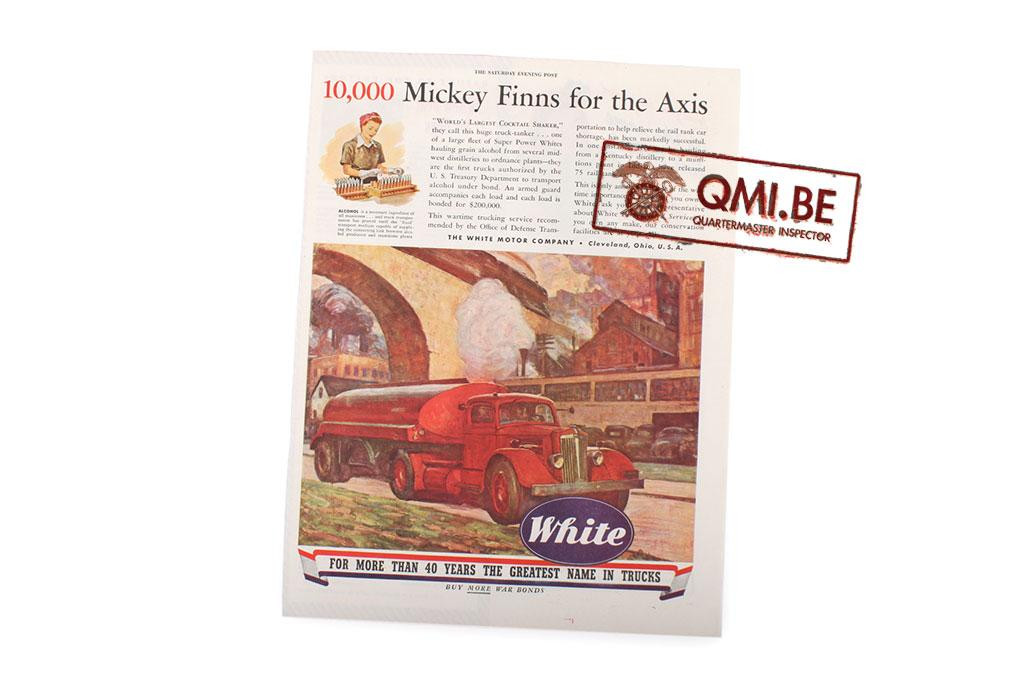 Orig. WW2 ad. “White Trucks, 10.000 Mickey Finns for the Axis”