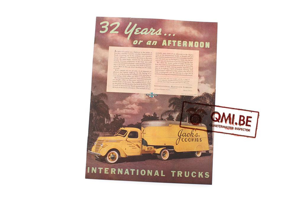Orig. WW2 ad. “International Trucks, 32 Years… or an afternoon”