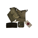 US WW2 Enlisted /NCO Medic Pouch Set with all contents, Medic armband and oversea cap