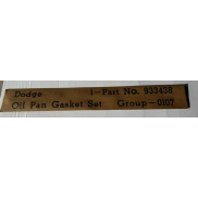 G502/G507 Oil Pan Gasket Set NOS