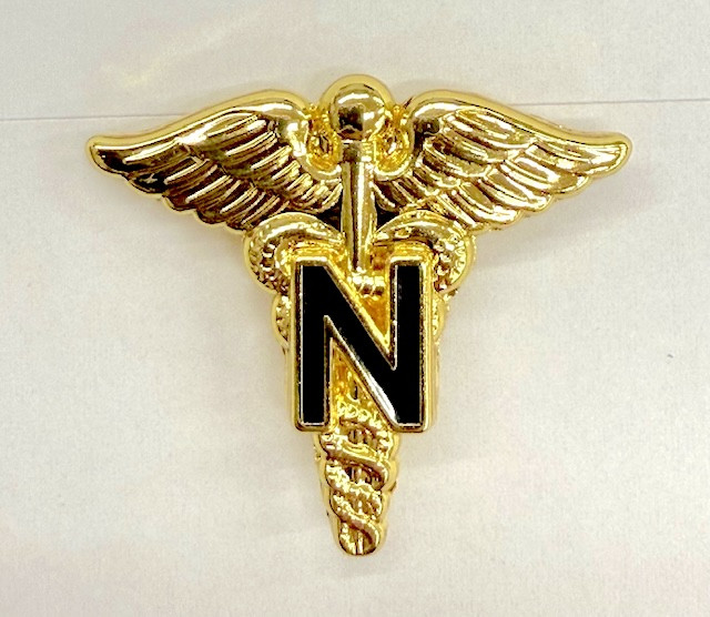Collar pin, ARMY NURSE CORPS BLACK ENAMEL ‘N’