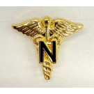 Collar pin, ARMY NURSE CORPS BLACK ENAMEL ‘N’