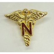 Collar pin, ARMY NURSE CORPS BROWN ENAMEL ‘N’